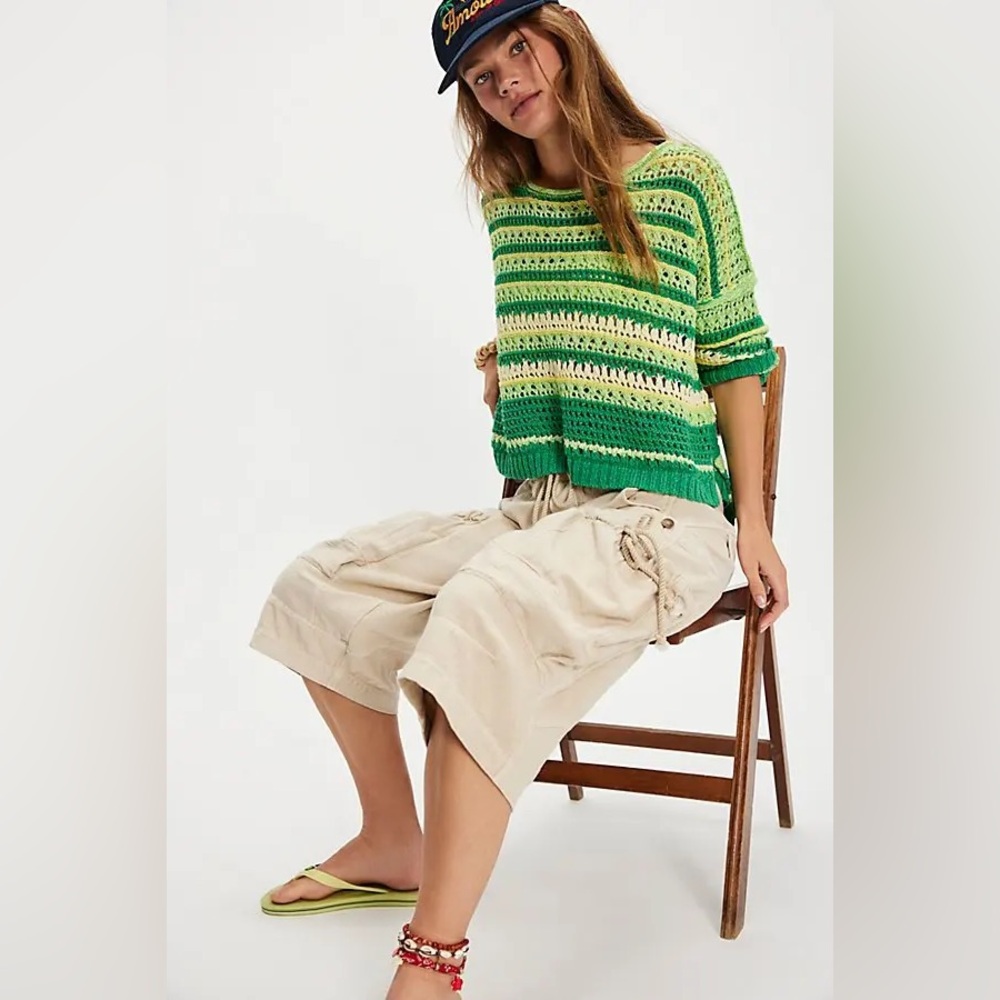 Free People Green and Yellow Striped Sweater - Picture 4 of 4